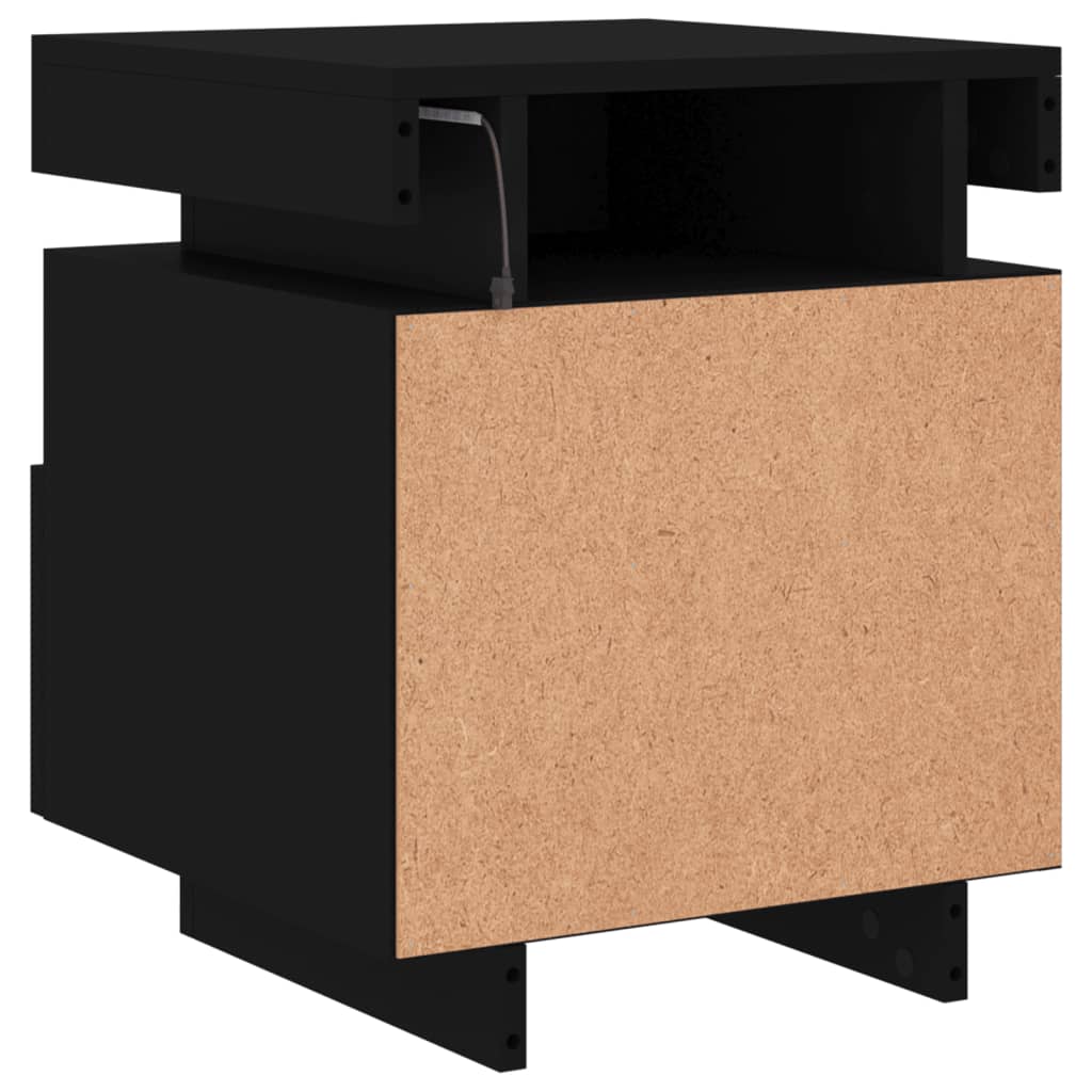 Armoire de chevet avec lumières LED noir 40x39x48,5 cm Tables de chevet vidaXL   