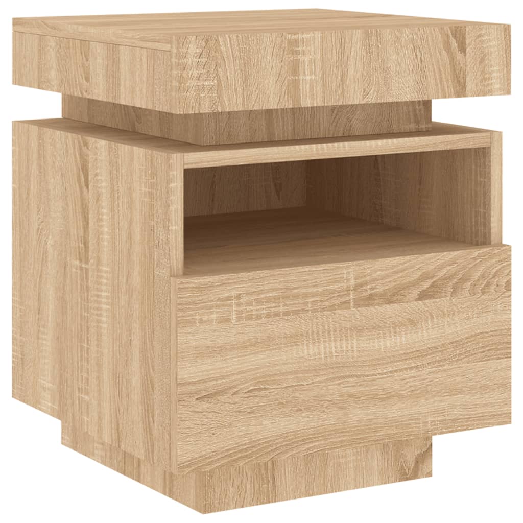 Armoire de chevet avec lumières LED chêne sonoma 40x39x48,5 cm Tables de chevet vidaXL   