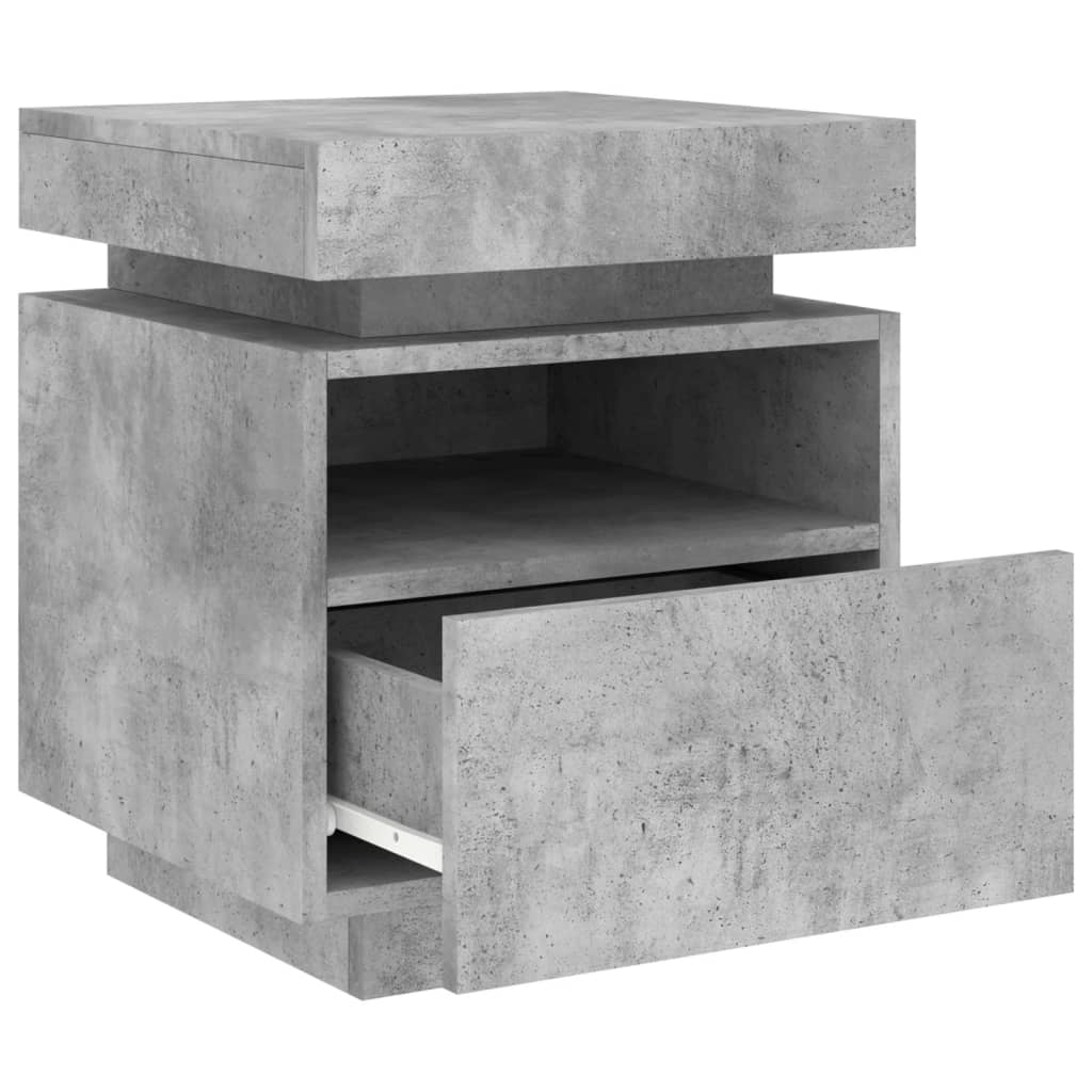 Armoire de chevet avec lumières LED gris béton 40x39x48,5 cm Tables de chevet vidaXL   