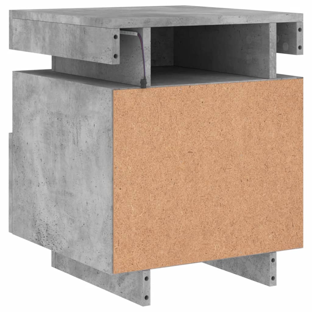 Armoire de chevet avec lumières LED gris béton 40x39x48,5 cm Tables de chevet vidaXL   