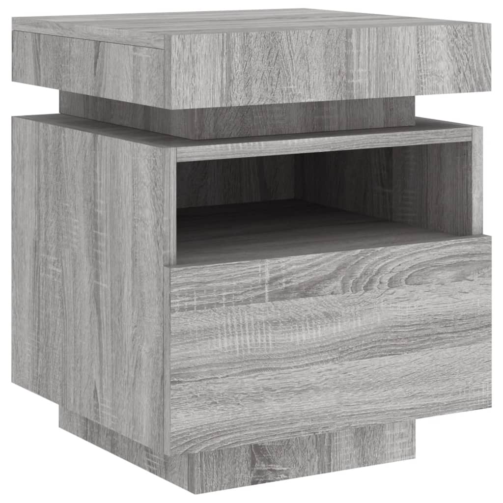 Armoire de chevet avec lumières LED sonoma gris 40x39x48,5 cm Tables de chevet vidaXL   