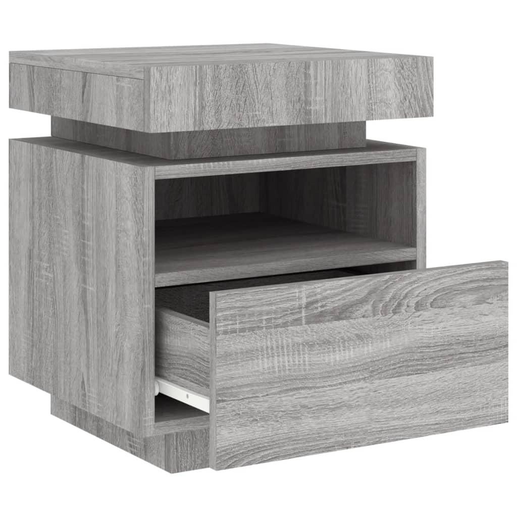 Armoire de chevet avec lumières LED sonoma gris 40x39x48,5 cm Tables de chevet vidaXL   