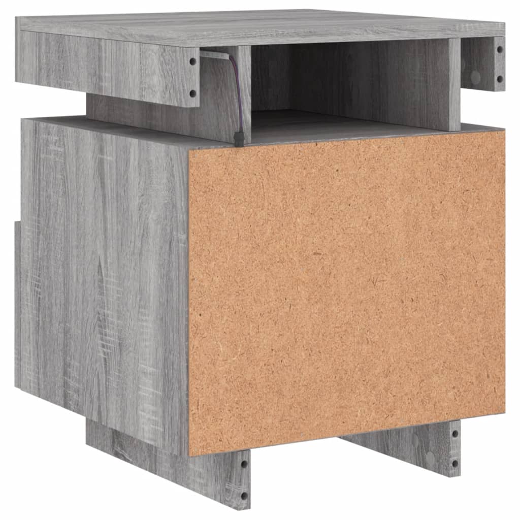 Armoire de chevet avec lumières LED sonoma gris 40x39x48,5 cm Tables de chevet vidaXL   