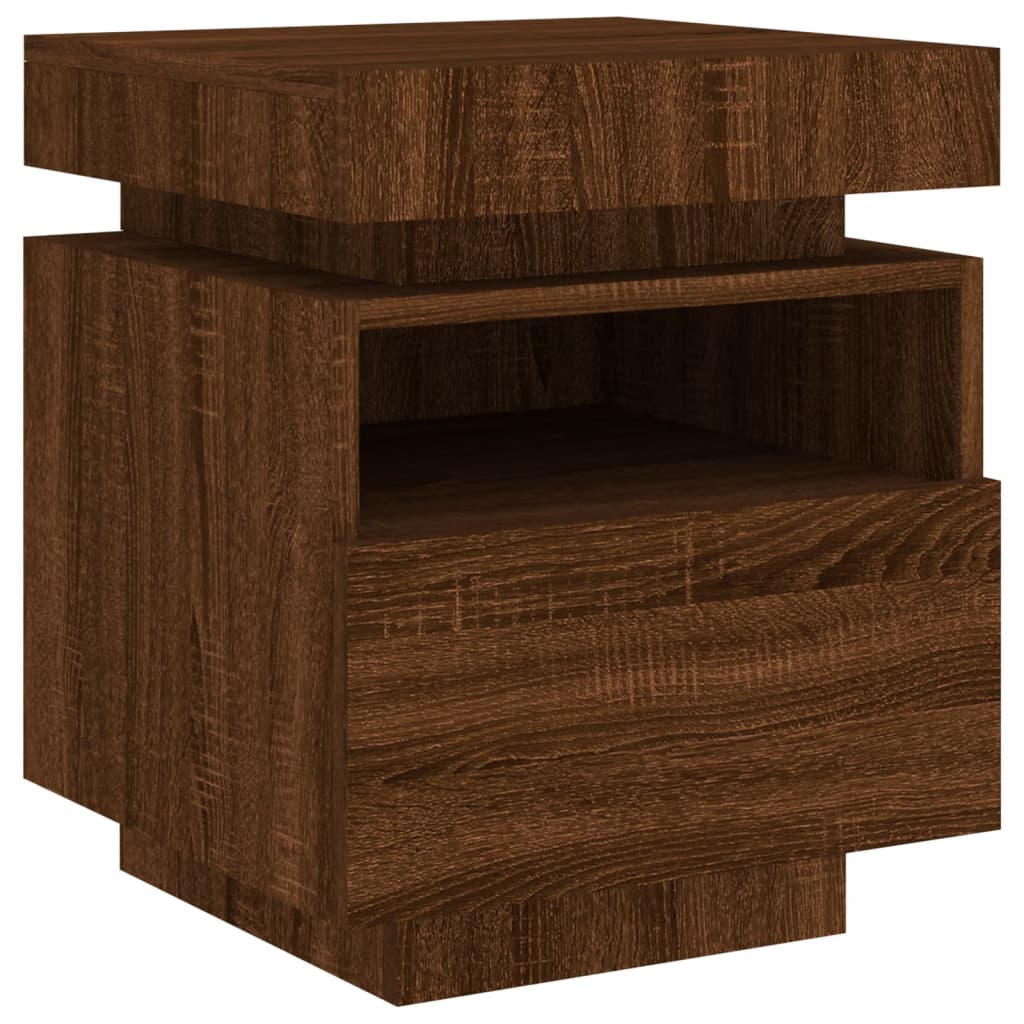 Armoire de chevet avec lumières LED chêne marron 40x39x48,5 cm Tables de chevet vidaXL   