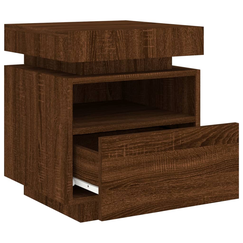 Armoire de chevet avec lumières LED chêne marron 40x39x48,5 cm Tables de chevet vidaXL   