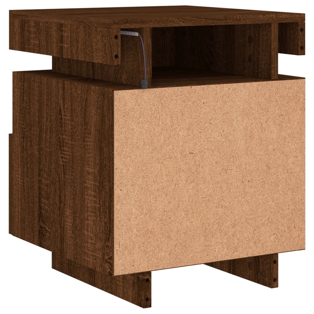 Armoire de chevet avec lumières LED chêne marron 40x39x48,5 cm Tables de chevet vidaXL   