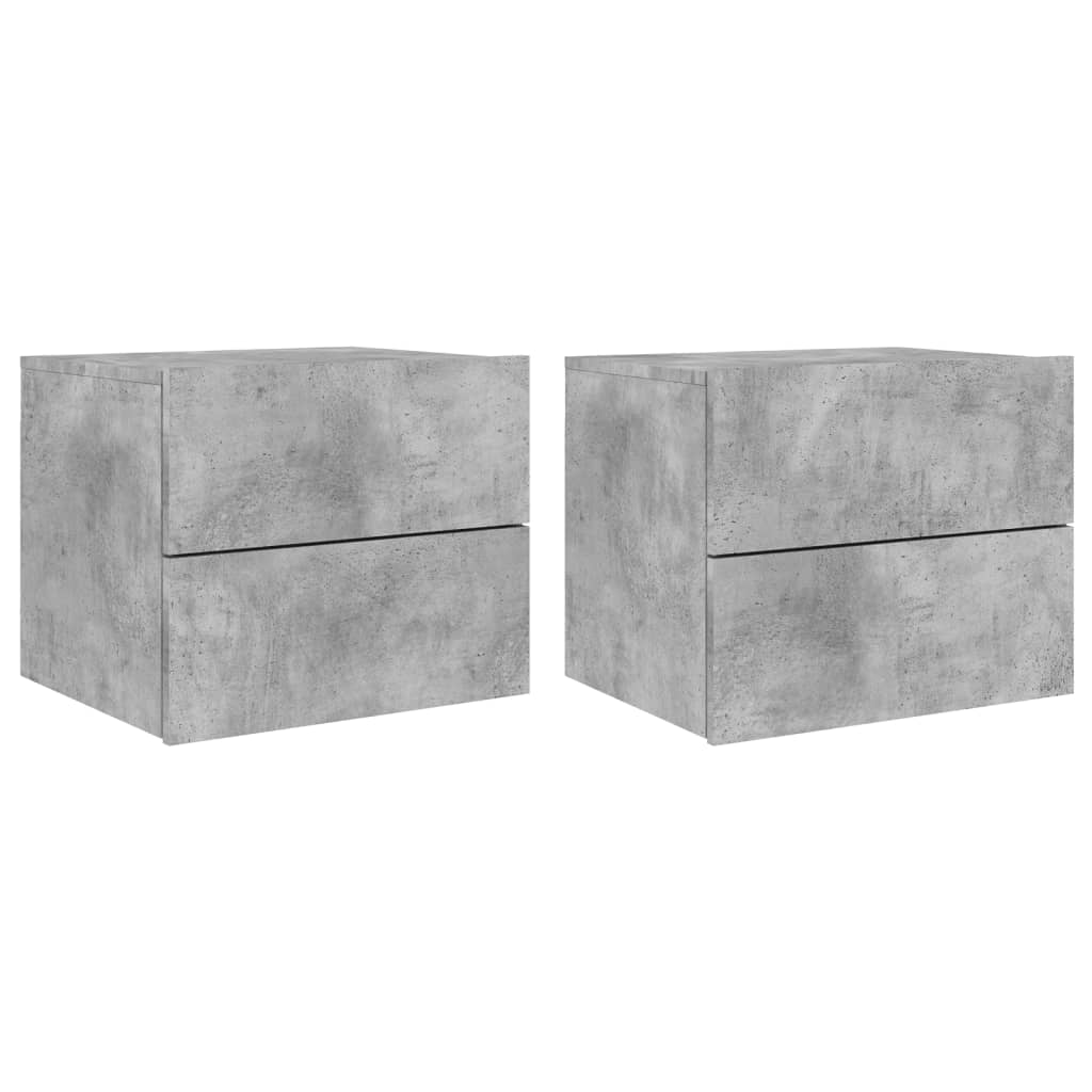 Tables de chevet murales avec lumières LED 2 pcs gris béton Tables de chevet vidaXL   