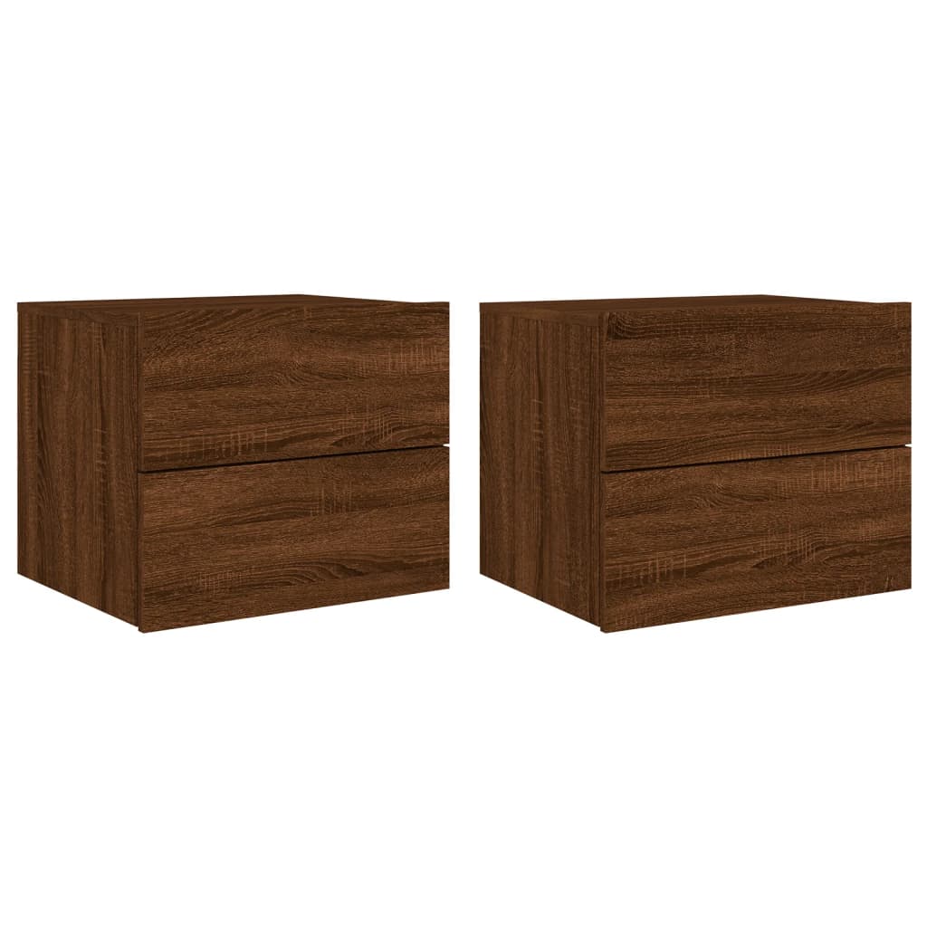 Tables de chevet murales avec lumières LED 2 pcs chêne marron Tables de chevet vidaXL   