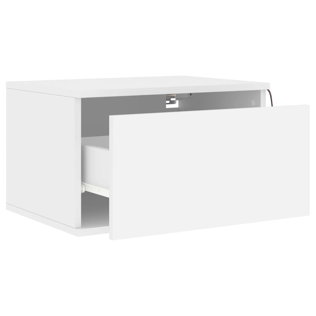 Tables de chevet murales avec lumières LED 2 pcs blanc Tables de chevet vidaXL   