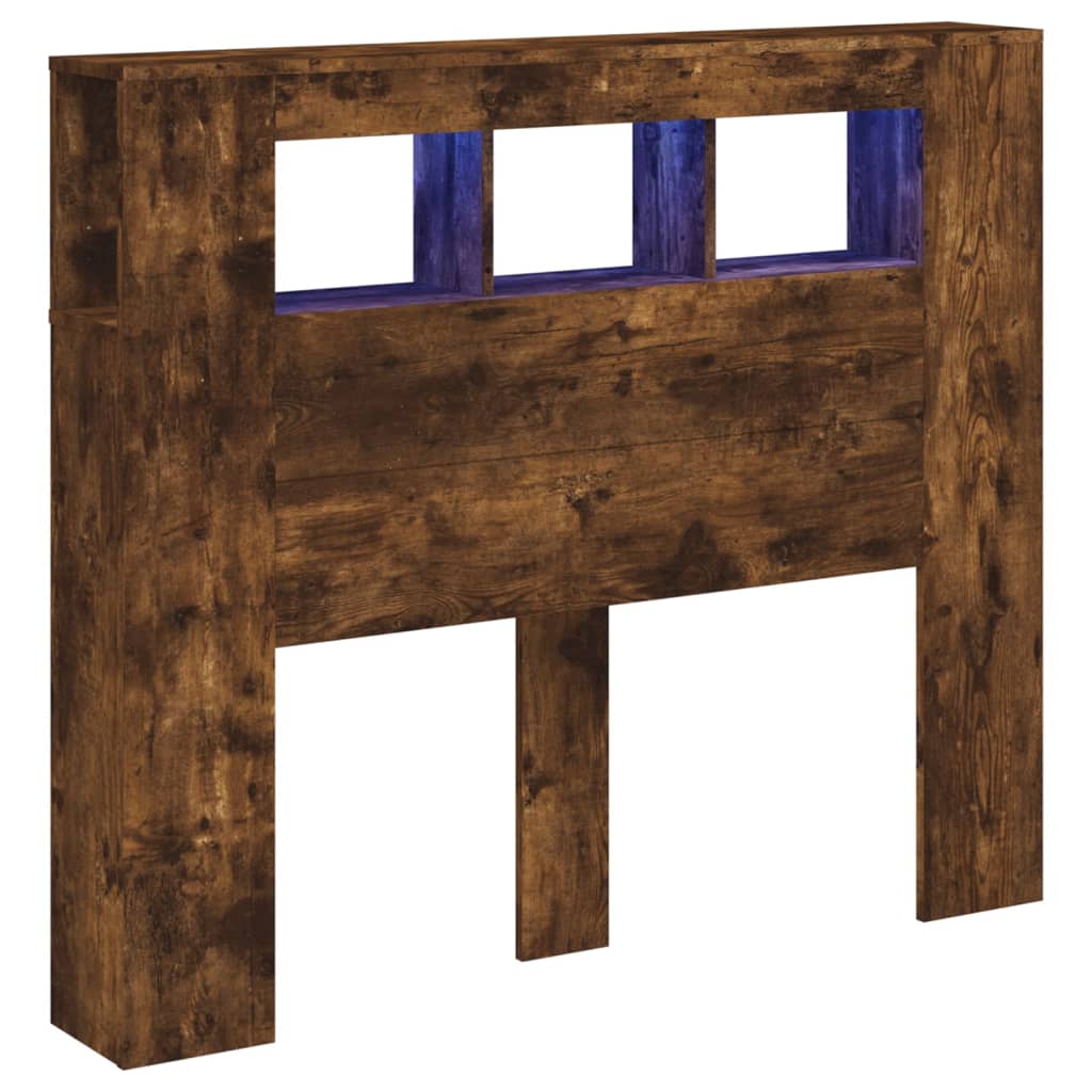 Tête de lit à LED chêne fumé 120x18,5x103,5cm bois d'ingénierie Têtes et pieds de lit vidaXL   