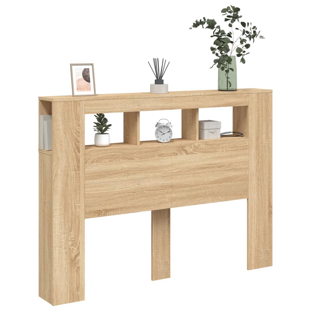 Tête de lit à LED chêne sonoma 140x18,5x103,5cm bois ingénierie Têtes et pieds de lit vidaXL   