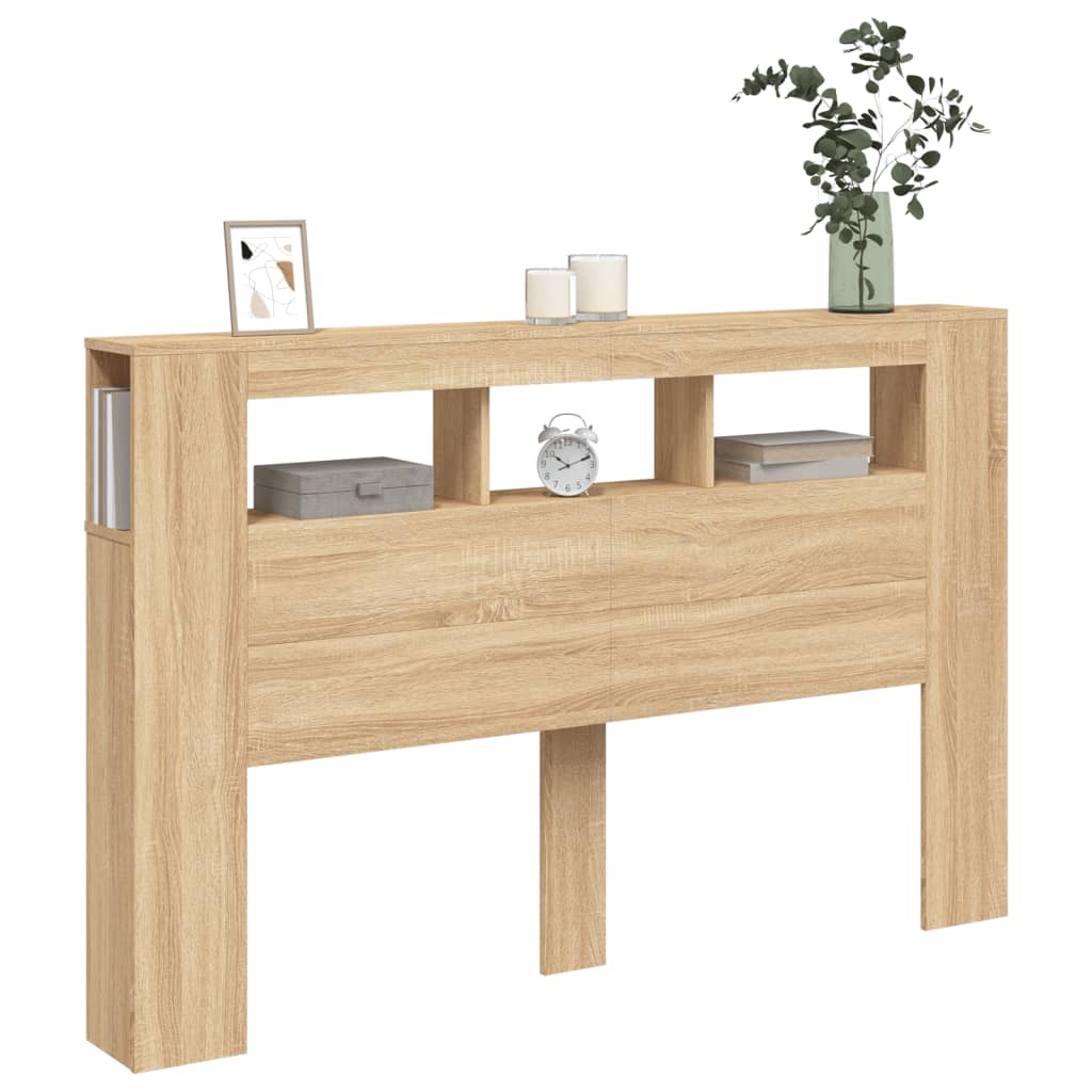 Tête de lit à LED chêne sonoma 160x18,5x103,5cm bois ingénierie Têtes et pieds de lit vidaXL   