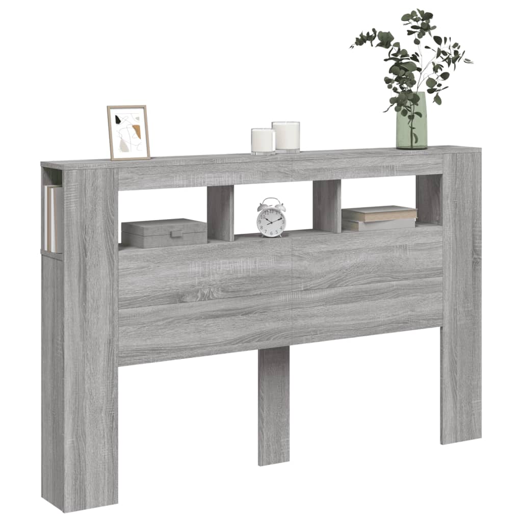 Tête de lit à LED sonoma gris 160x18,5x103,5 cm bois ingénierie Têtes et pieds de lit vidaXL   