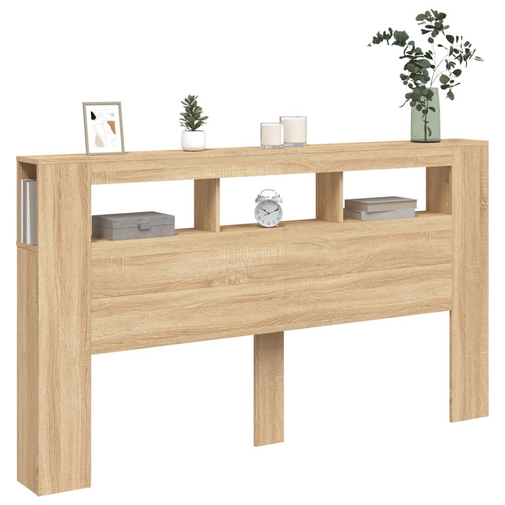 Tête de lit à LED chêne sonoma 180x18,5x103,5cm bois ingénierie Têtes et pieds de lit vidaXL   