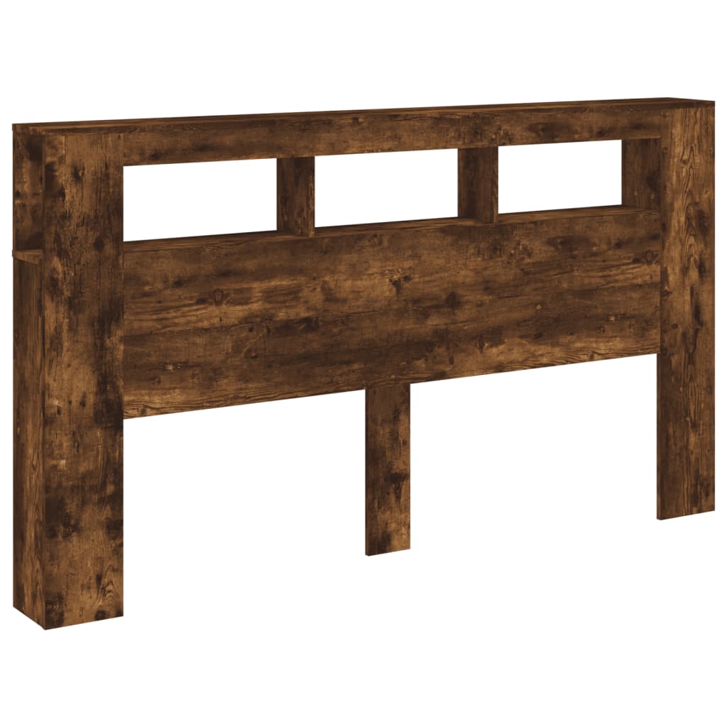 Tête de lit à LED chêne fumé 180x18,5x103,5cm bois d'ingénierie Têtes et pieds de lit vidaXL   