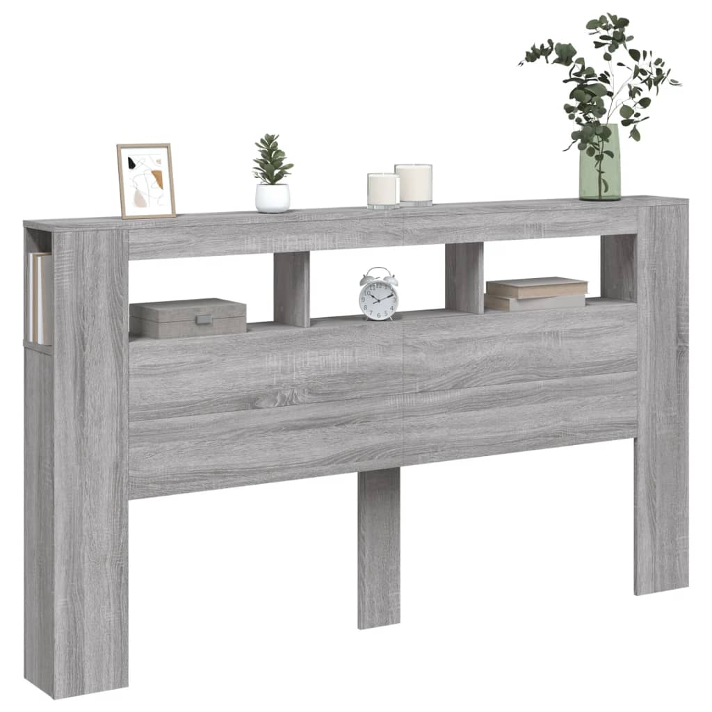 Tête de lit à LED sonoma gris 180x18,5x103,5 cm bois ingénierie Têtes et pieds de lit vidaXL   