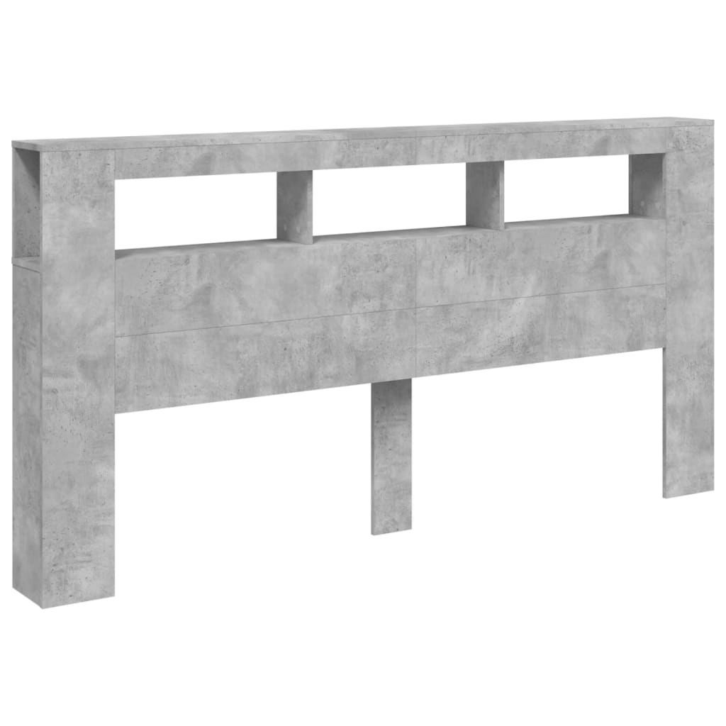 Tête de lit à LED gris béton 200x18,5x103,5cm bois d'ingénierie Têtes et pieds de lit vidaXL   