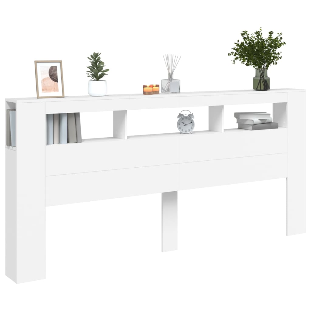 Tête de lit à LED blanc 220x18,5x103,5 cm bois d'ingénierie Têtes et pieds de lit vidaXL   