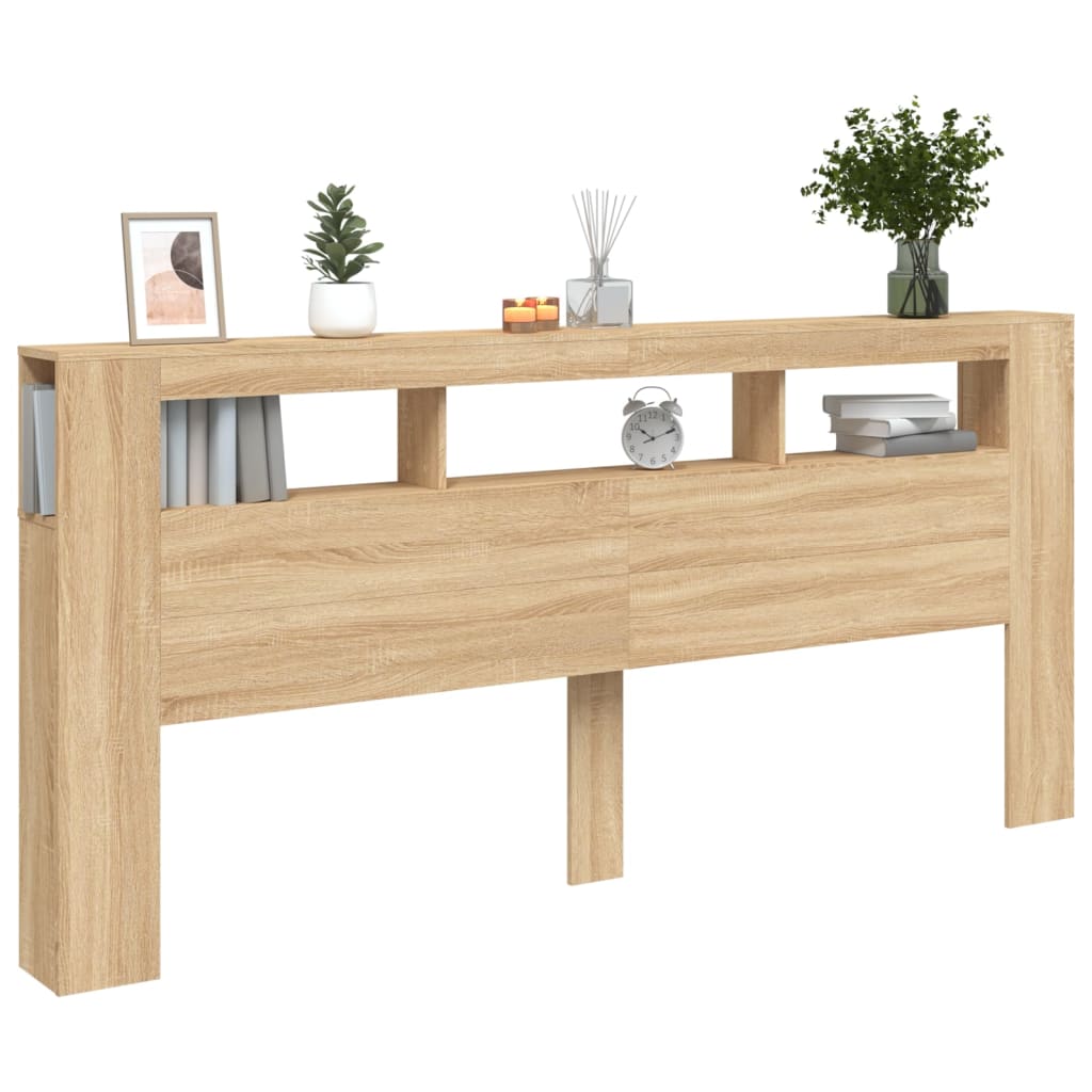 Tête de lit à LED chêne sonoma 220x18,5x103,5cm bois ingénierie Têtes et pieds de lit vidaXL   