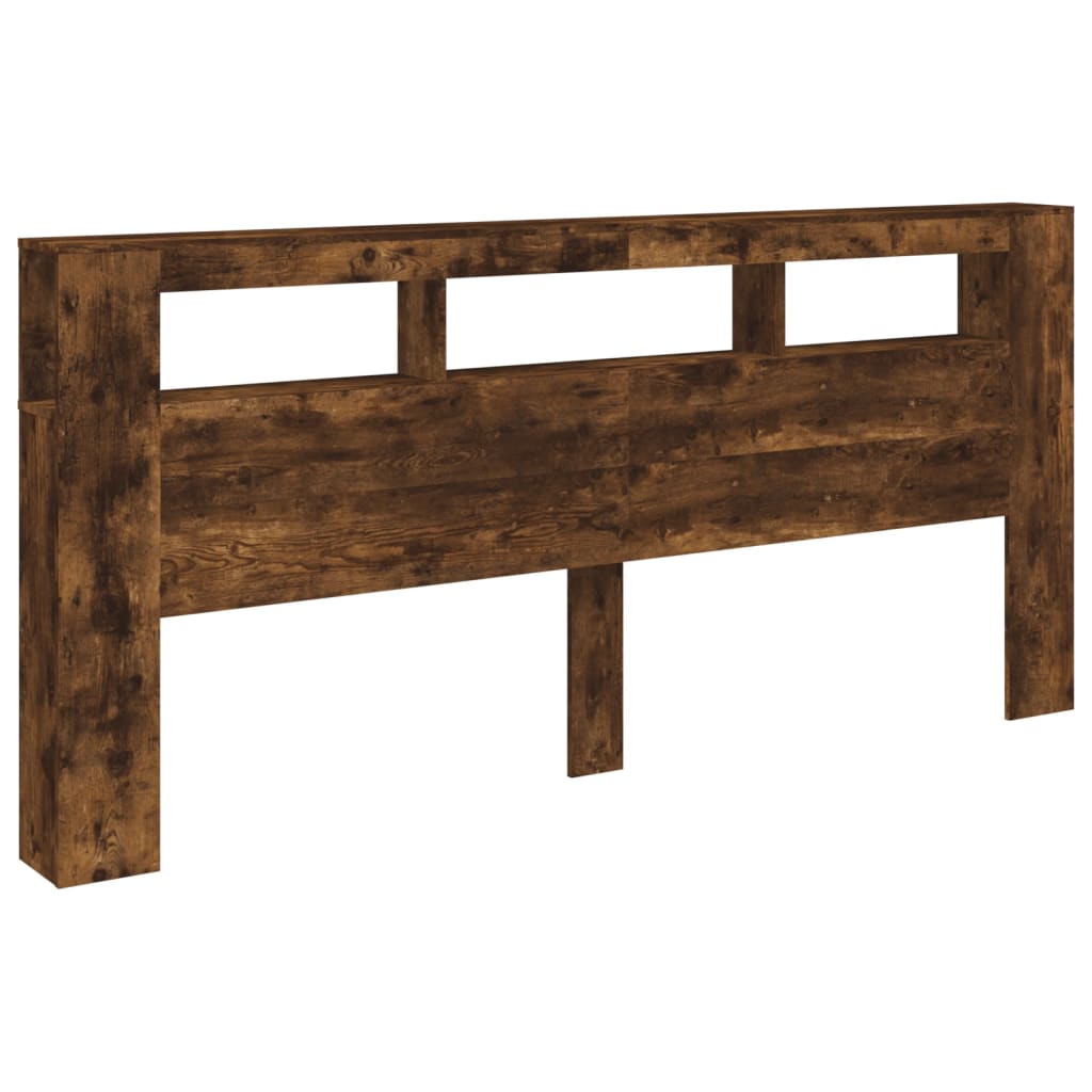 Tête de lit à LED chêne fumé 220x18,5x103,5cm bois d'ingénierie Têtes et pieds de lit vidaXL   