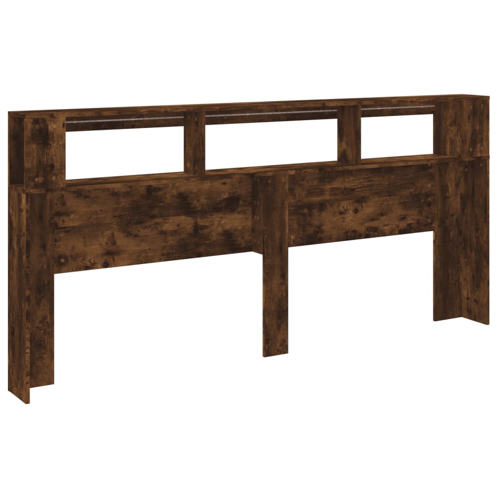 Tête de lit à LED chêne fumé 220x18,5x103,5cm bois d'ingénierie Têtes et pieds de lit vidaXL   