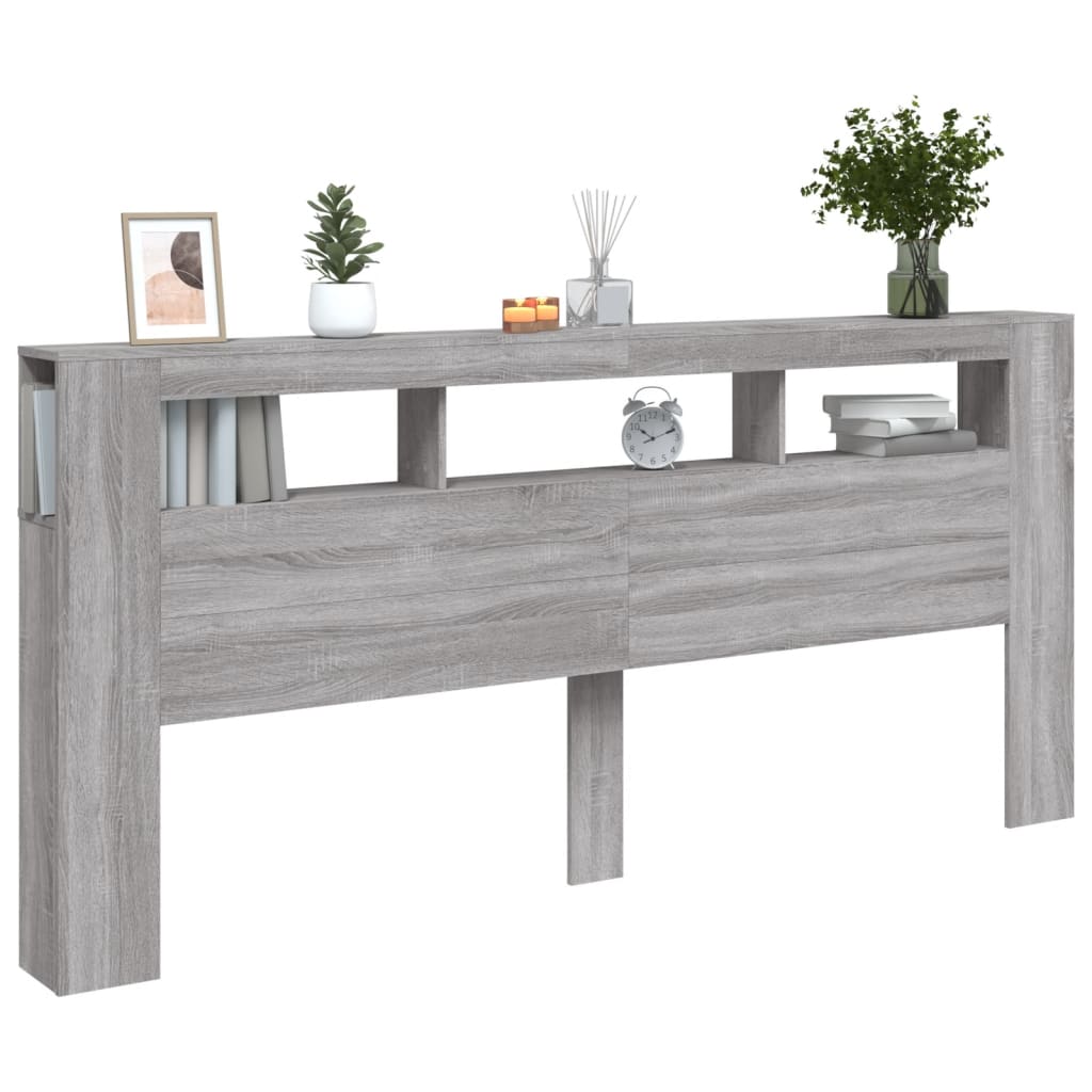 Tête de lit à LED sonoma gris 220x18,5x103,5 cm bois ingénierie Têtes et pieds de lit vidaXL   