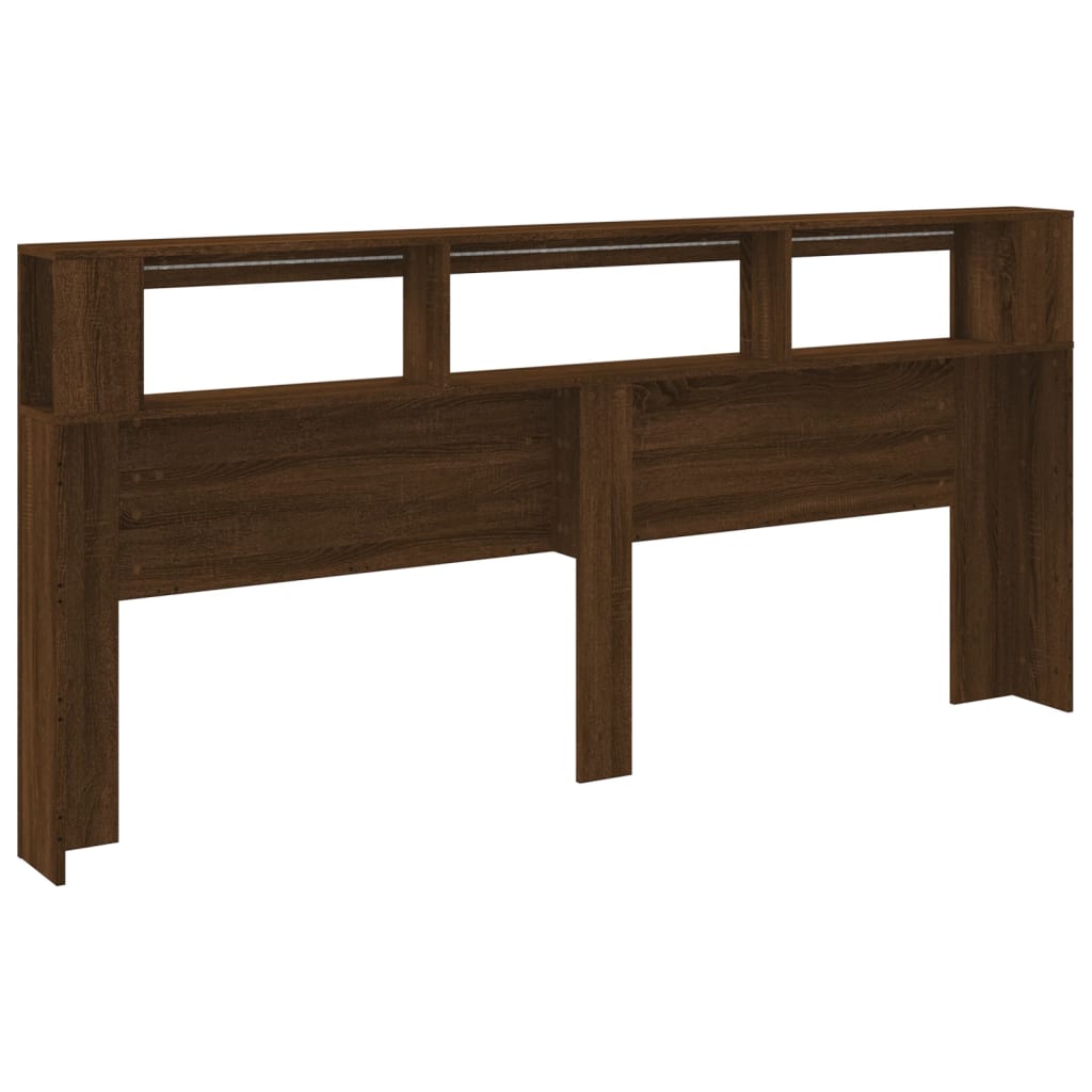 Tête de lit à LED chêne marron 220x18,5x103,5cm bois ingénierie Têtes et pieds de lit vidaXL   