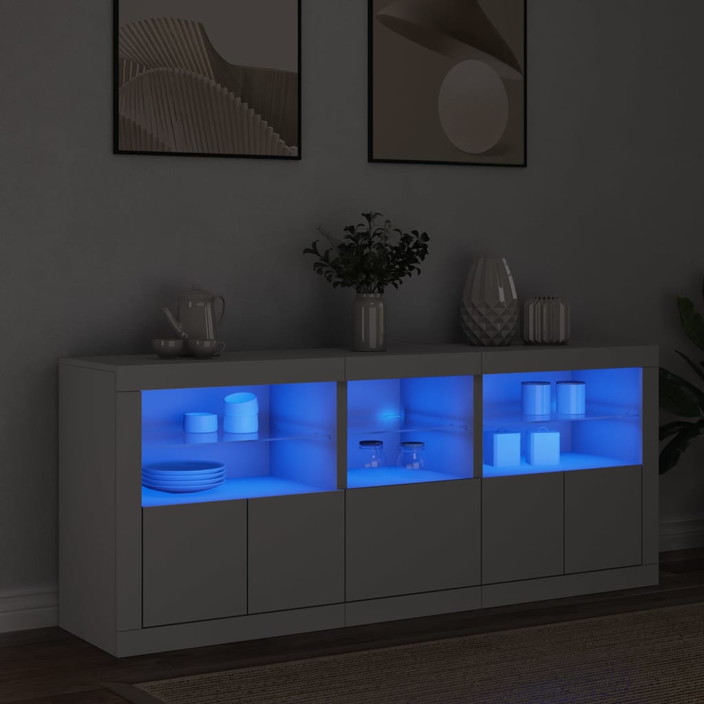 Image Buffet avec lumières LED blanc 162x37x67 cm | Xios Store SNC vidaXL Xios Store SNC