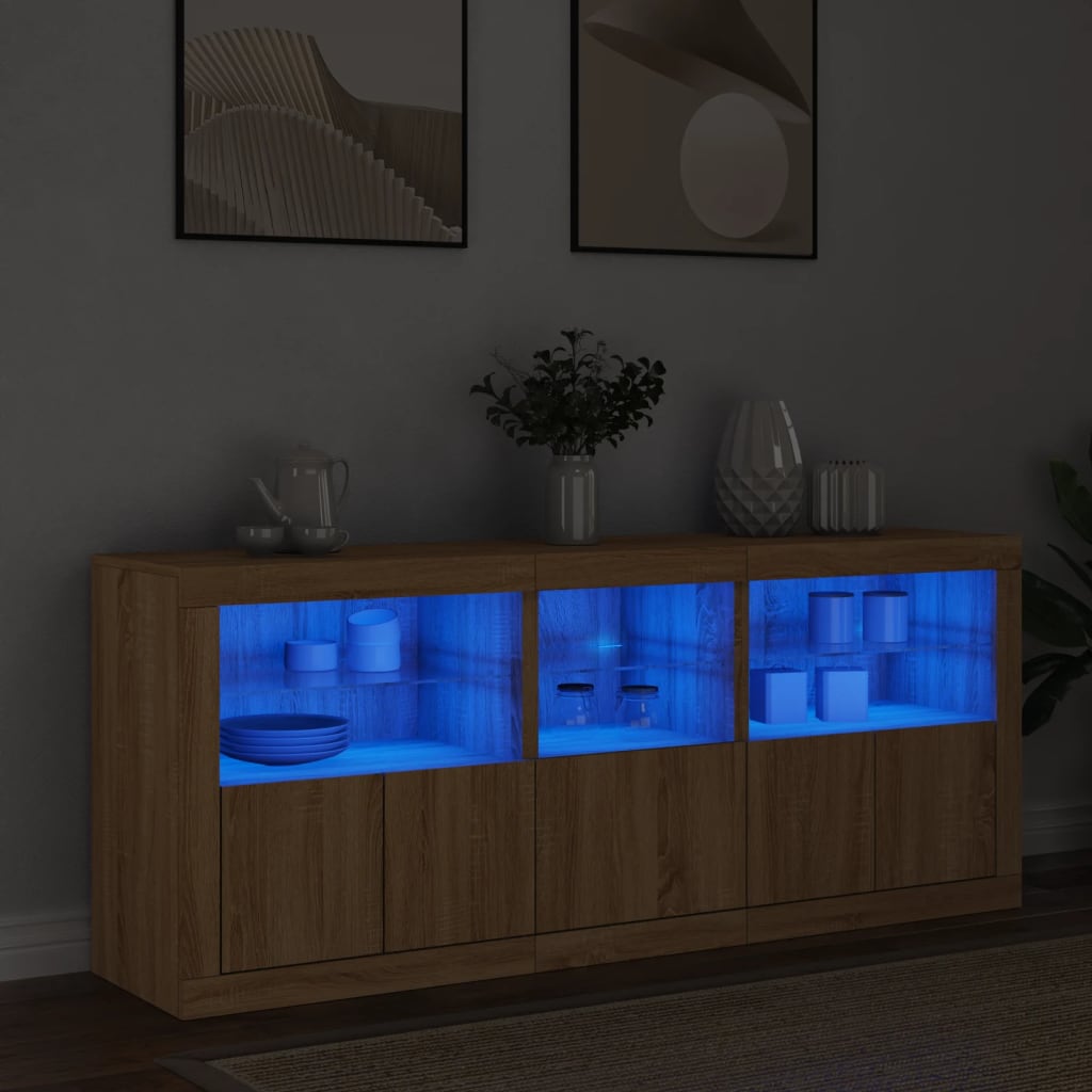 Image Buffet avec lumières LED chêne sonoma 162x37x67 cm | Xios Store SNC vidaXL Xios Store SNC
