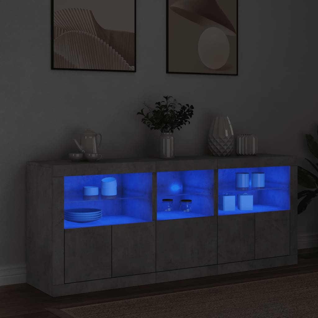 Image Buffet avec lumières LED gris béton 162x37x67 cm | Xios Store SNC vidaXL Xios Store SNC