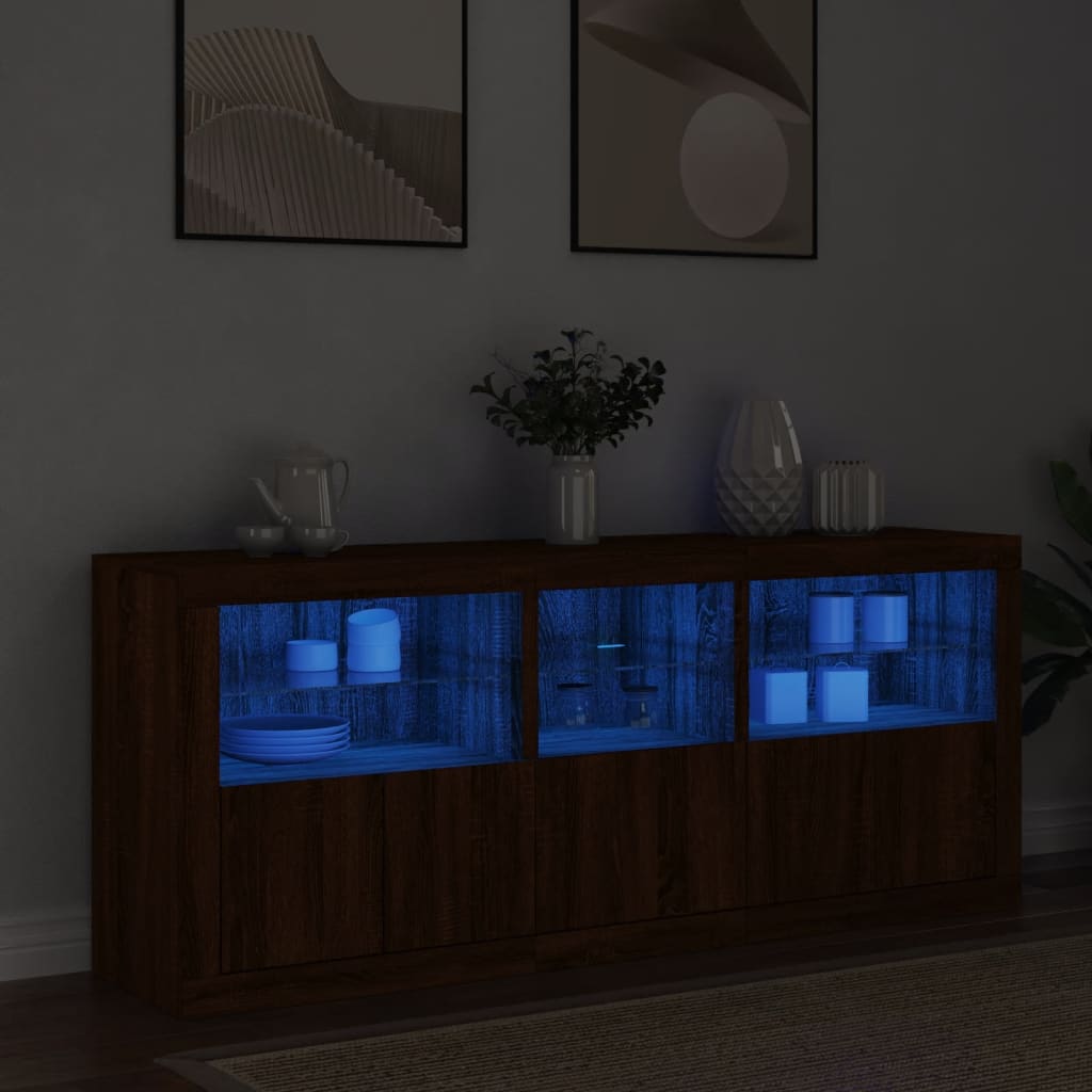 Image Buffet avec lumières LED chêne marron 162x37x67 cm | Xios Store SNC vidaXL Xios Store SNC