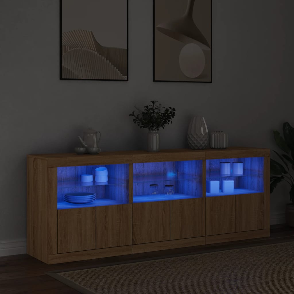 Image Buffet avec lumières LED chêne sonoma 181,5x37x67 cm | Xios Store SNC vidaXL Xios Store SNC