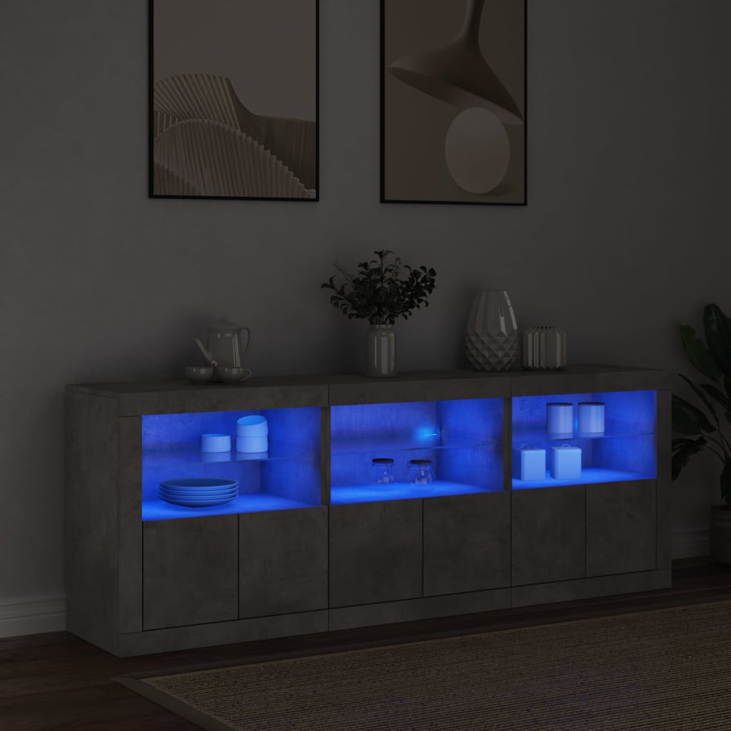 Image Buffet avec lumières LED gris béton 181,5x37x67 cm | Xios Store SNC vidaXL Xios Store SNC