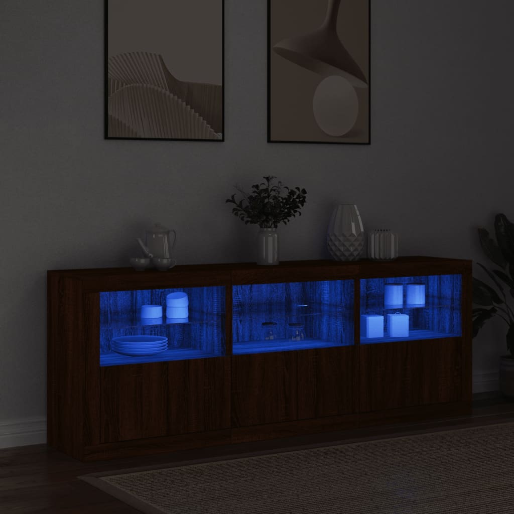 Image Buffet avec lumières LED chêne marron 181,5x37x67 cm | Xios Store SNC vidaXL Xios Store SNC