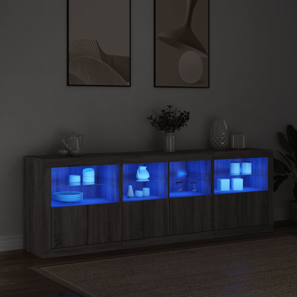Image Buffet avec lumières LED sonoma gris 202x37x67 cm | Xios Store SNC vidaXL Xios Store SNC