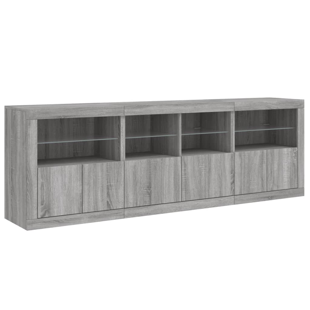 Image Buffet avec lumières LED sonoma gris 202x37x67 cm | Xios Store SNC vidaXL Xios Store SNC