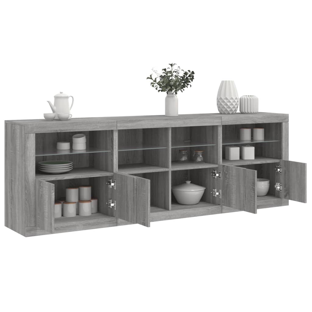 Image Buffet avec lumières LED sonoma gris 202x37x67 cm | Xios Store SNC vidaXL Xios Store SNC