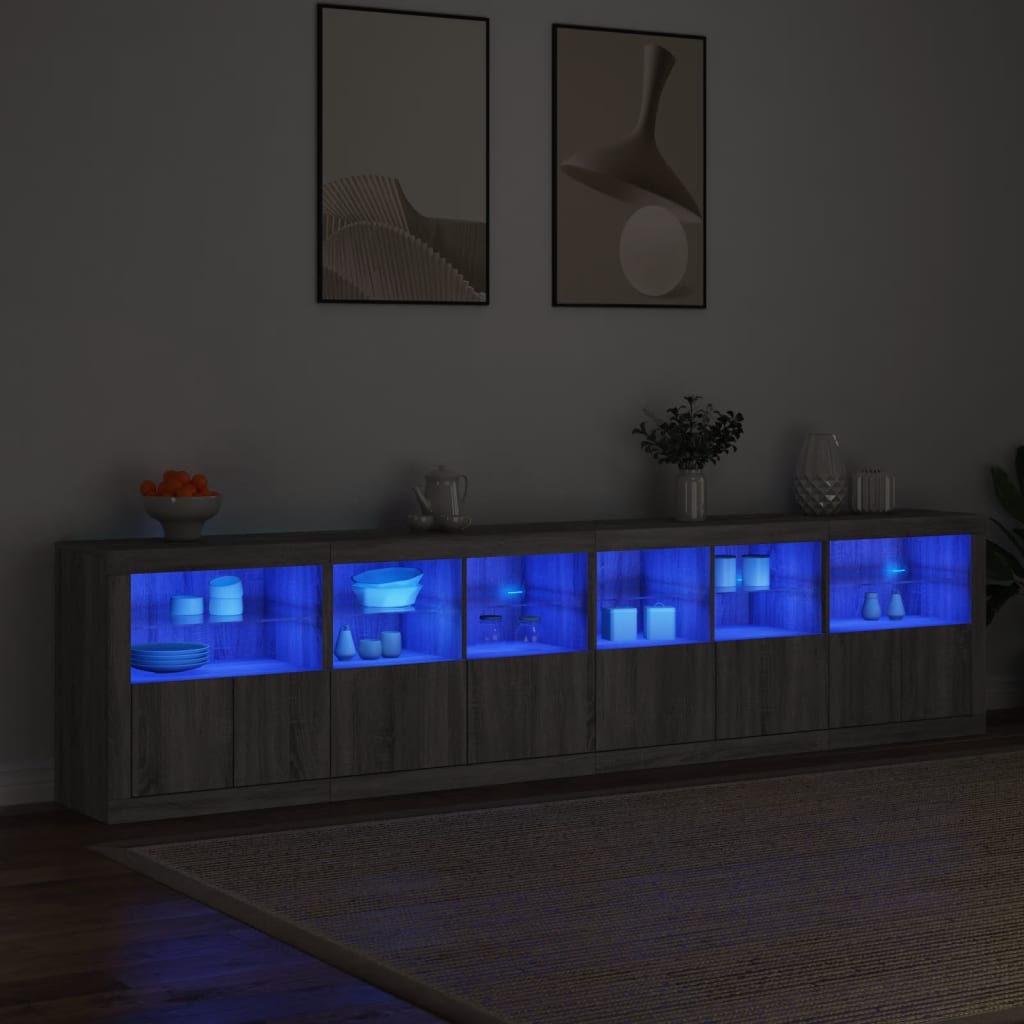 Image Buffet avec lumières LED sonoma gris 283x37x67 cm | Xios Store SNC vidaXL Xios Store SNC