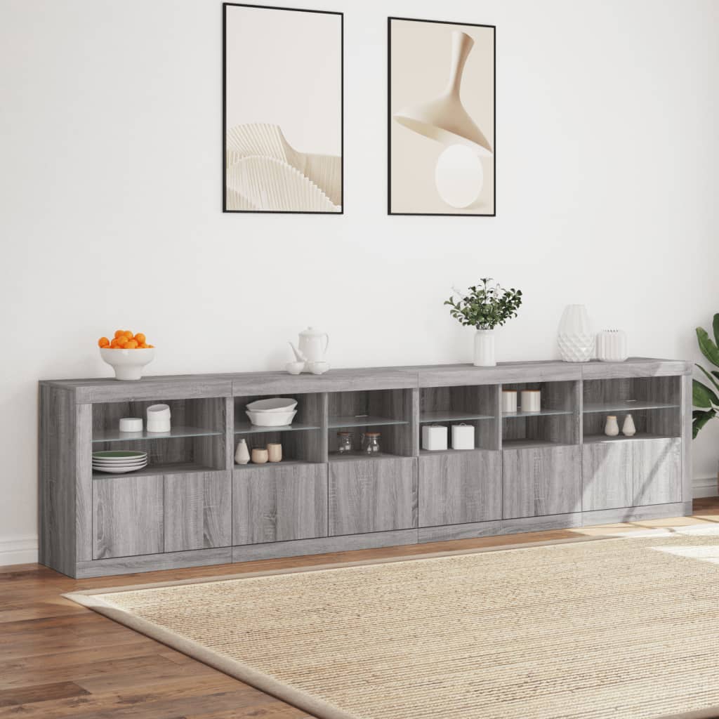 Image Buffet avec lumières LED sonoma gris 283x37x67 cm | Xios Store SNC vidaXL Xios Store SNC