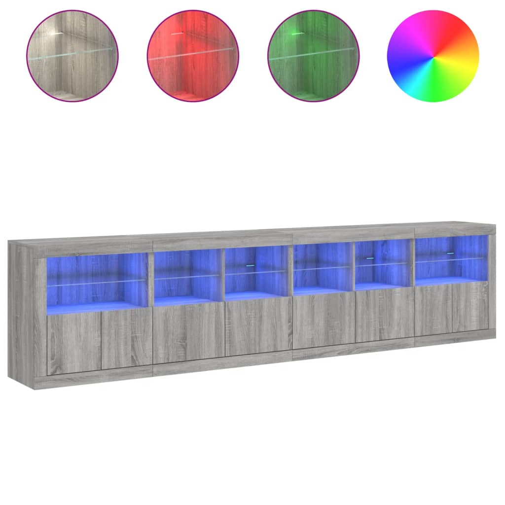 Image Buffet avec lumières LED sonoma gris 283x37x67 cm | Xios Store SNC vidaXL Xios Store SNC