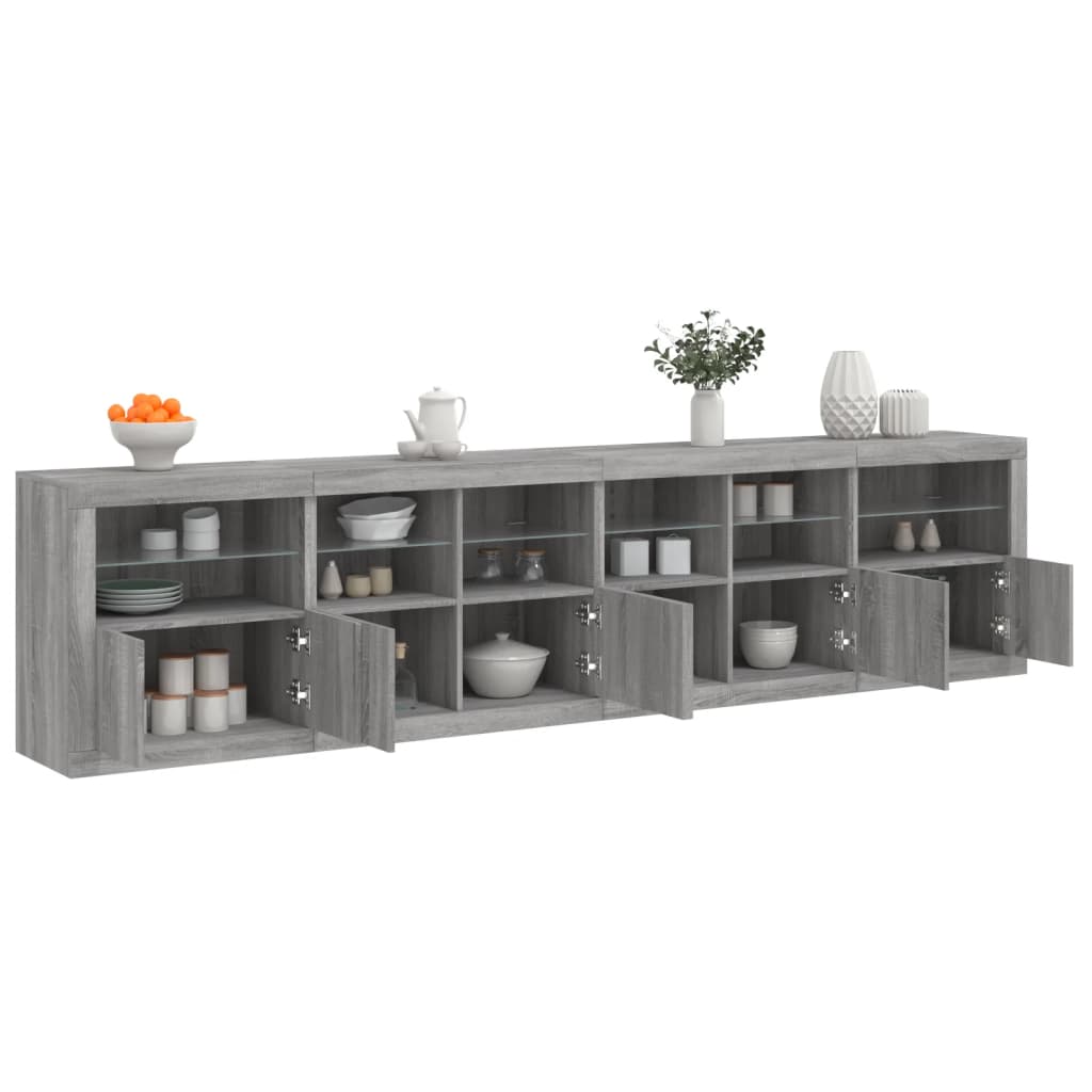 Image Buffet avec lumières LED sonoma gris 283x37x67 cm | Xios Store SNC vidaXL Xios Store SNC