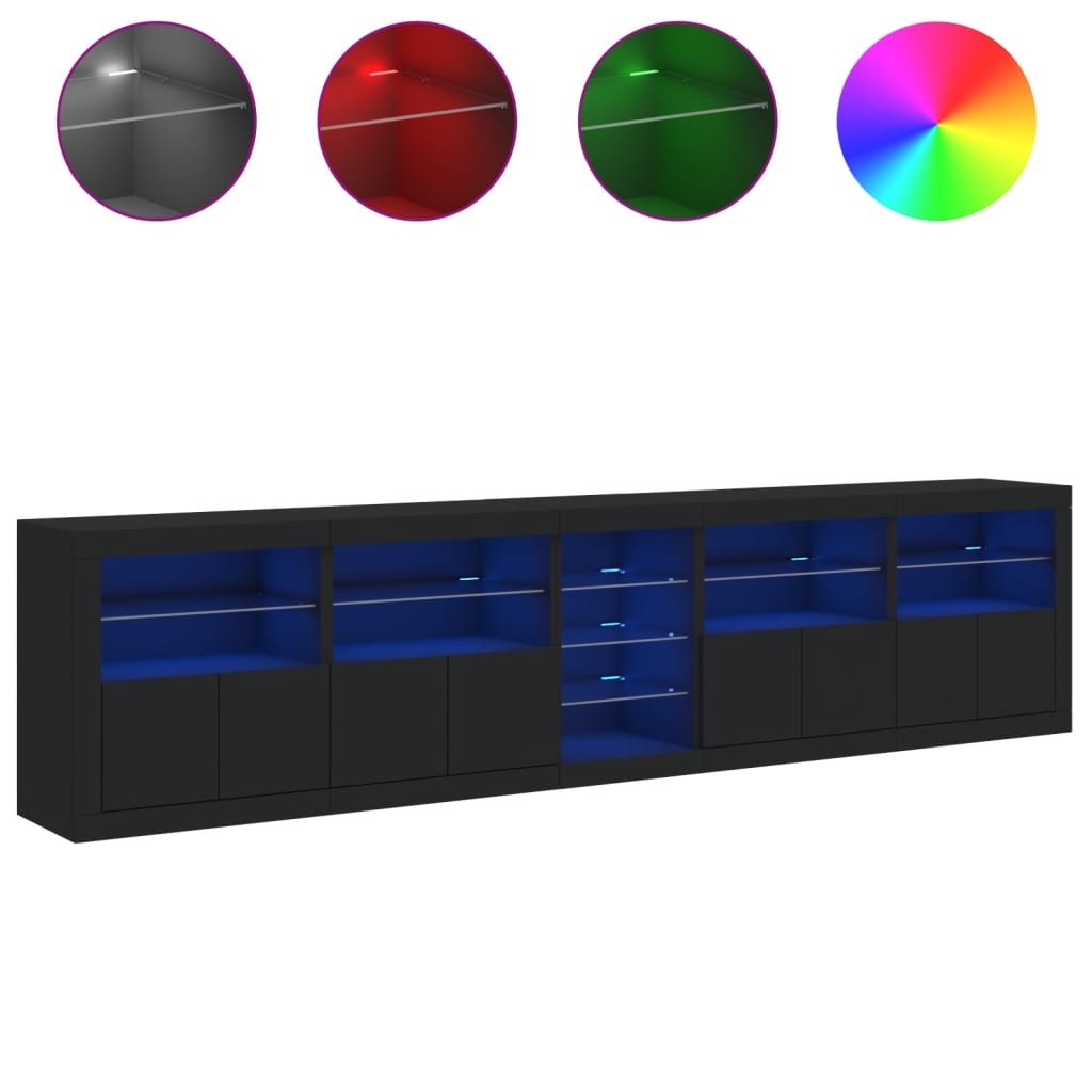 Image Buffet avec lumières LED noir 283x37x67 cm | Xios Store SNC vidaXL Xios Store SNC