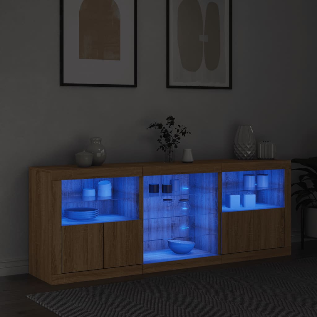 Image Buffet avec lumières LED chêne sonoma 181,5x37x67 cm | Xios Store SNC vidaXL Xios Store SNC