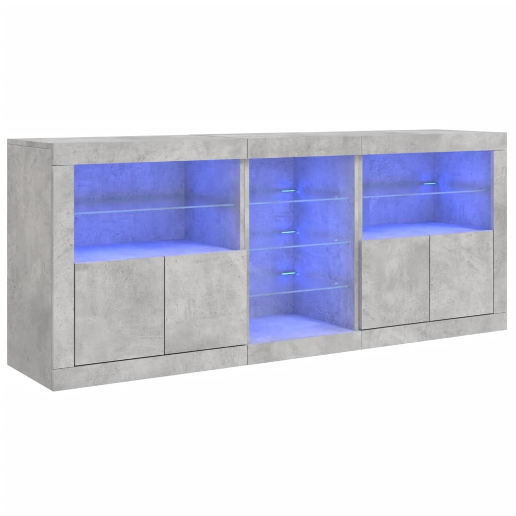 Image Buffet avec lumières LED gris béton 181,5x37x67 cm | Xios Store SNC vidaXL Xios Store SNC