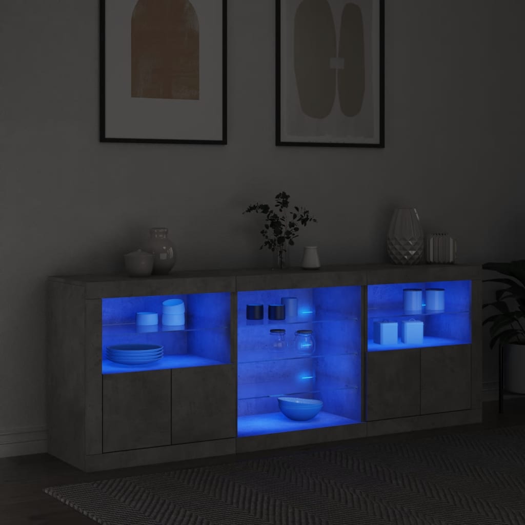 Image Buffet avec lumières LED gris béton 181,5x37x67 cm | Xios Store SNC vidaXL Xios Store SNC