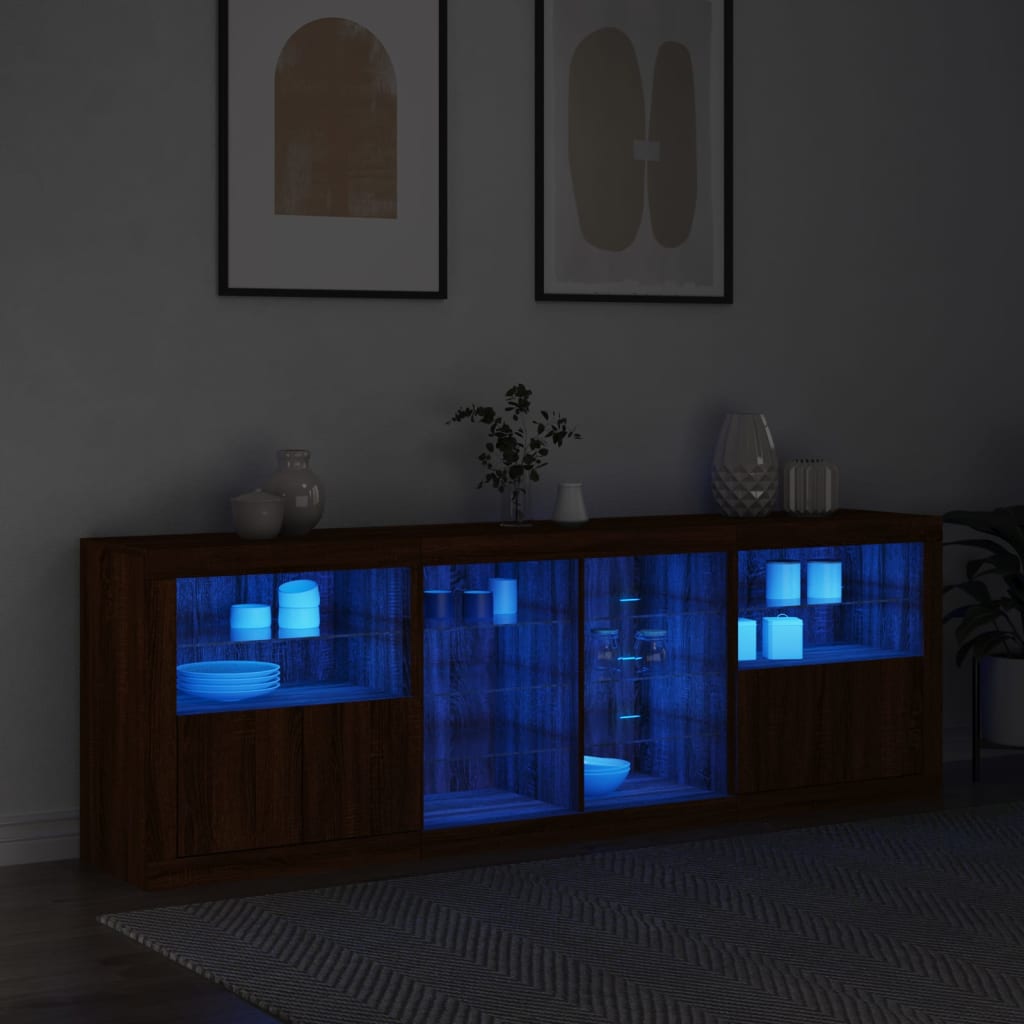 Image Buffet avec lumières LED chêne marron 202x37x67 cm | Xios Store SNC vidaXL Xios Store SNC