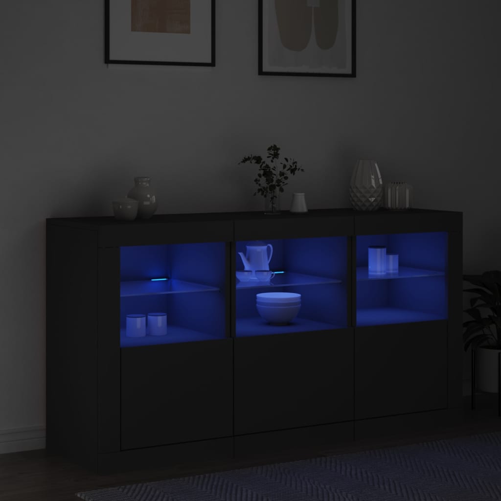 Image Buffet avec lumières LED noir 123x37x67 cm | Xios Store SNC vidaXL Xios Store SNC