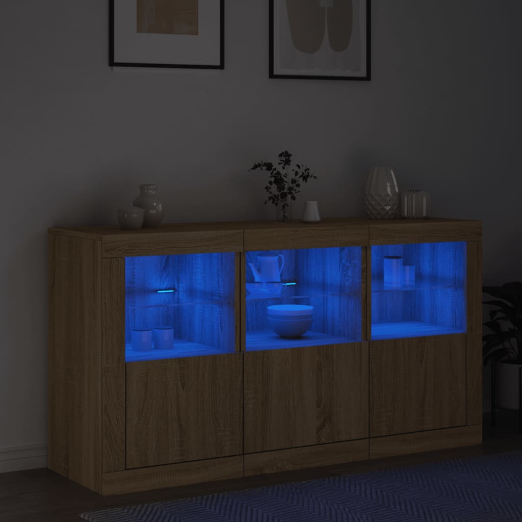 Image Buffet avec lumières LED chêne sonoma 123x37x67 cm | Xios Store SNC vidaXL Xios Store SNC