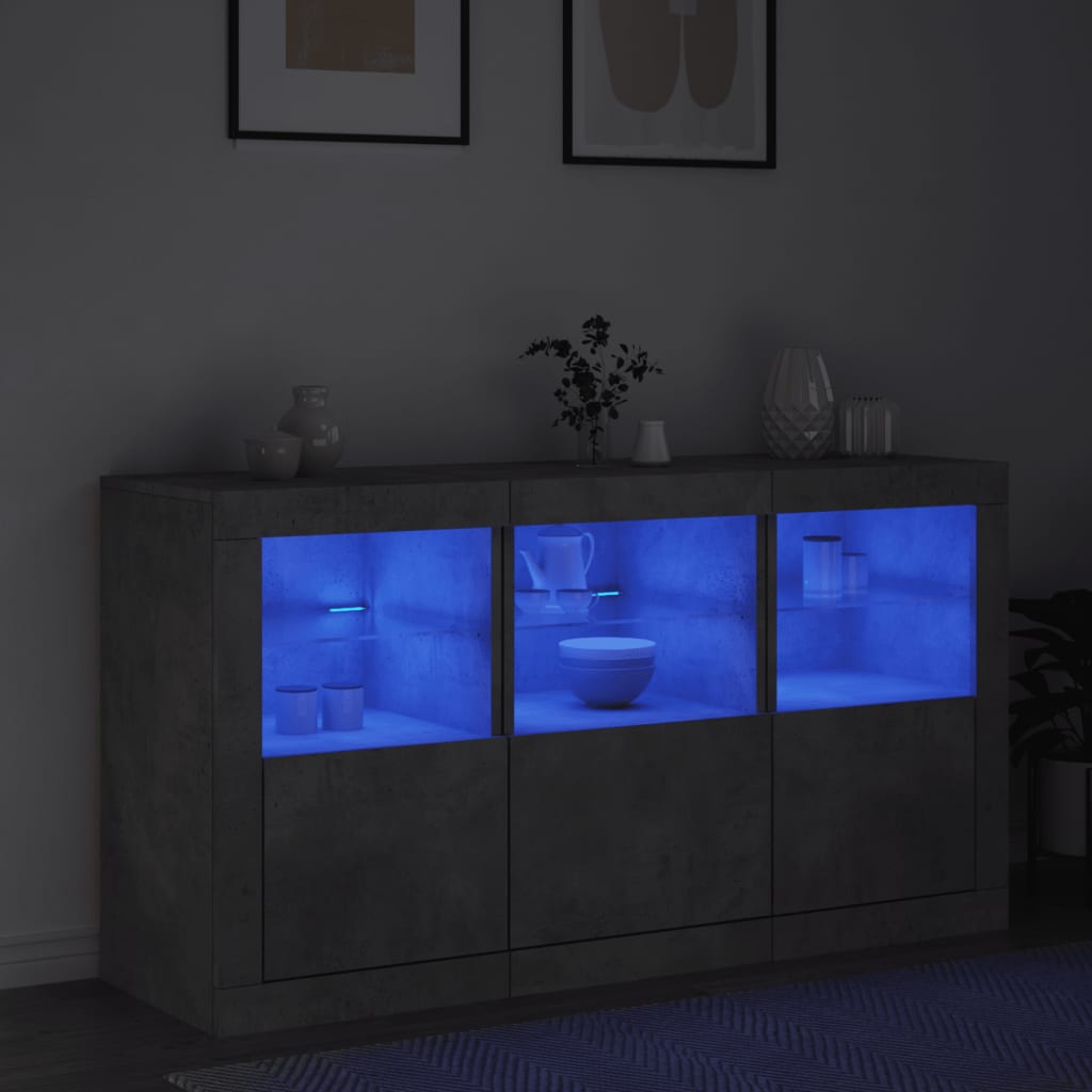 Image Buffet avec lumières LED gris béton 123x37x67 cm | Xios Store SNC vidaXL Xios Store SNC