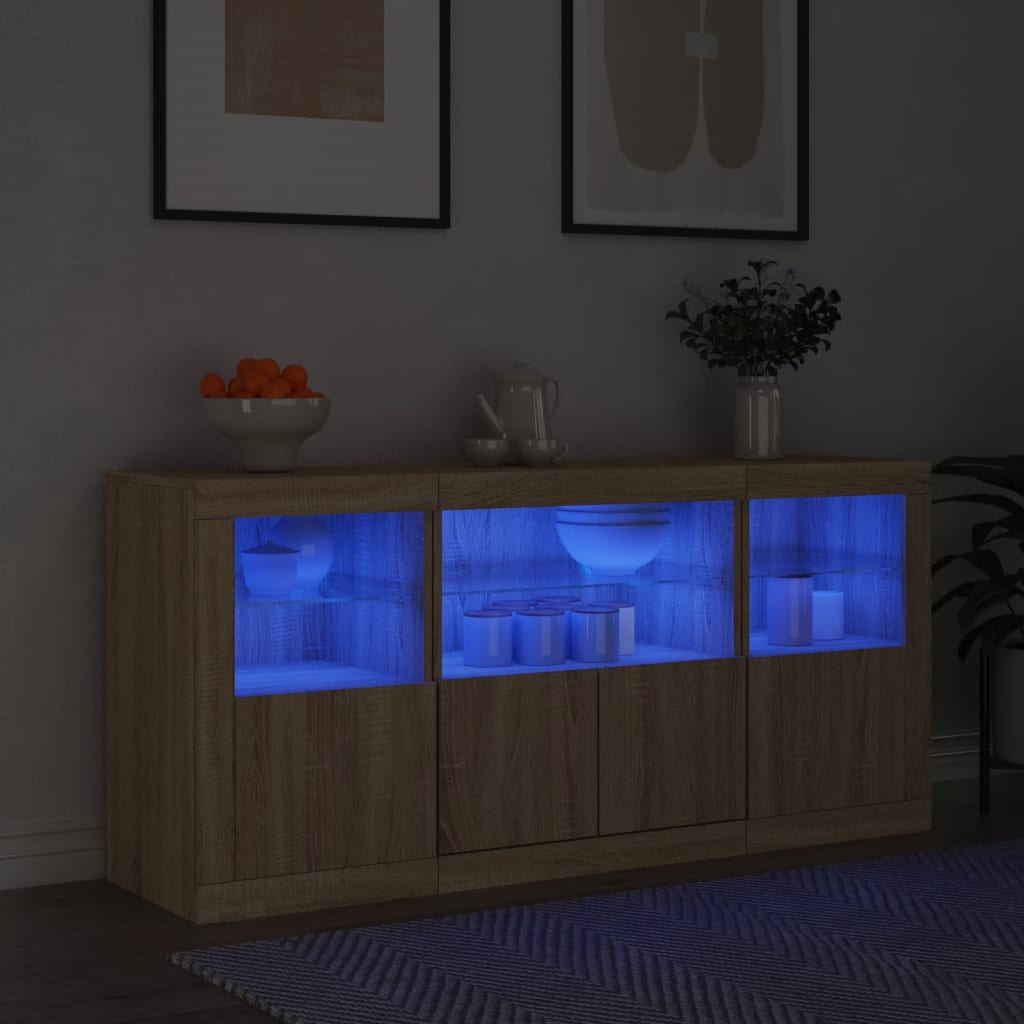 Image Buffet avec lumières LED chêne sonoma 142,5x37x67 cm | Xios Store SNC vidaXL Xios Store SNC